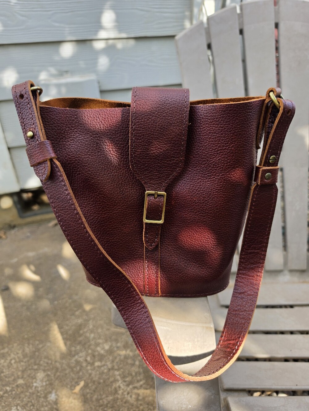 Portland Leather Goods Polly Bucket Bag Nutmeg Cottagecore Forestcore Boho-Chic - Picture 6 of 10